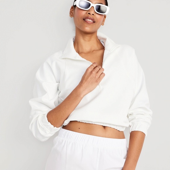 NWT OLD NAVY Dynamic Fleece Oversized 1/2-Zip SweatshirMagnolia X-LARGE - Picture 3 of 5